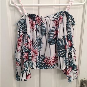 floral off the shoulder shirt